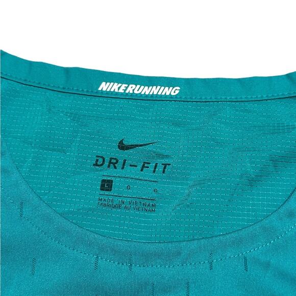 Nike Running Division Dri-Fit Green Short Sleeve Shirt size Large - Picture 3 of 10